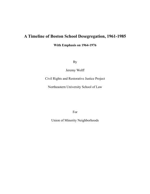 A Timeline of Boston School Desegregation, 1961-1985