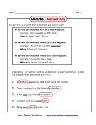 Adverbs - Answer Key - Lincoln Interactive