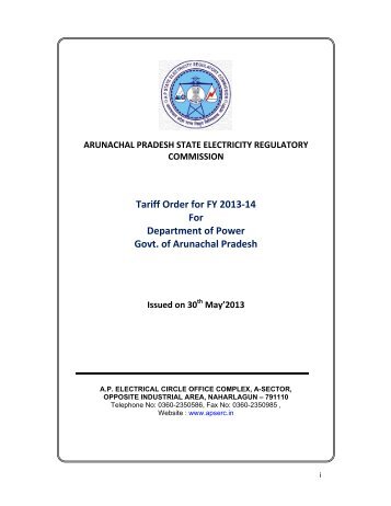 2013 06 05 Tariff Order for FY 2013 - Department of Power ...