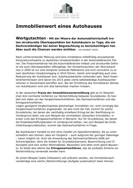 Immobilienwert eines Autohauses - Immobilienbewertung-bonn.de