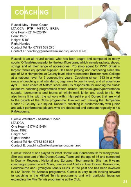 Club Magazine 2013 - Milford Tennis and Squash Club