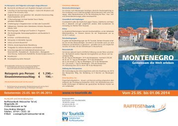 MONTENEGRO - Raiffeisenbank Weissacher Tal eG