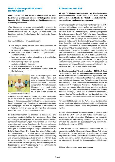 Newsletter - Klinik Höhenried