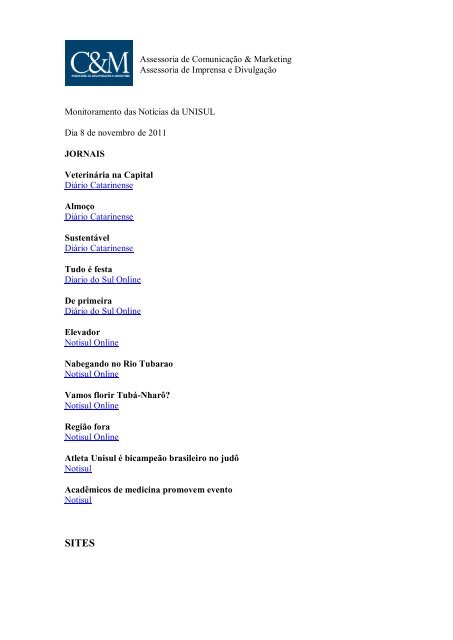 Veiculo: Jornal A Critica - Unisul