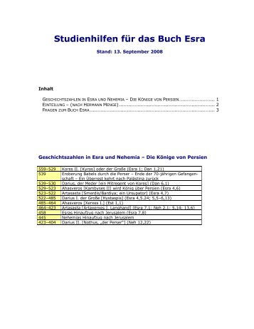 Studienhilfen für das Buch Esra - Christen in Gummersbach