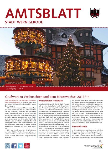 Amtsblatt der Stadt Wernigerode - 01 / 2014 (5.79 MB)