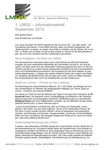 1. LMGU – Informationsbrief September 2013 - Lise-Meitner ...