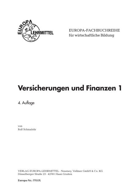 Versicherungen und Finanzen 1 - Europa-Lehrmittel