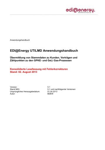 UTILMD AHB GPKE GeLi Gas 5.1 Konsolidierte ... - Edi-energy.de