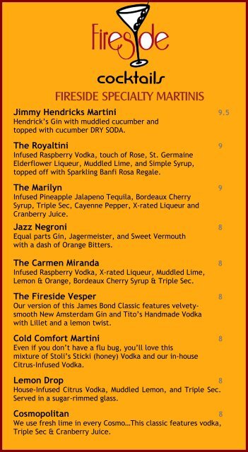 Fireside 2024 grill menu