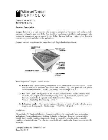 Compact Laminate Technical Data June 10, 2013 ... - Wilsonart