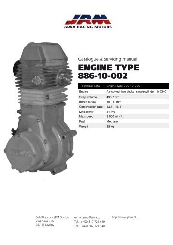 Engine type 886-10-002 - JRM Divišov - JAWA RACING MOTORS