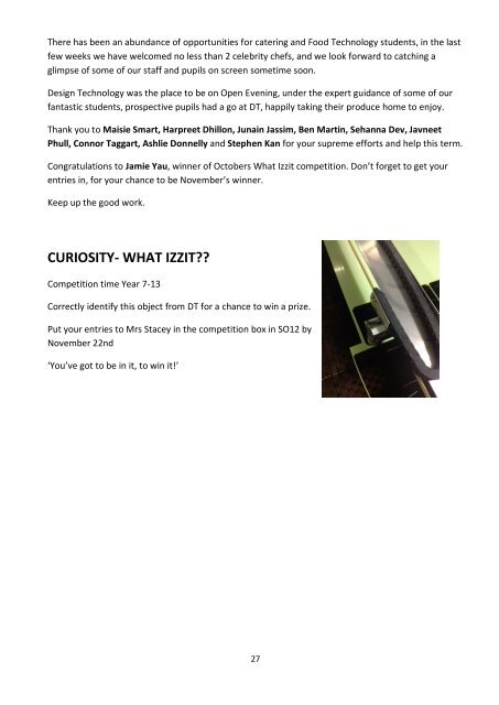 Newsletter - Issue 1 - October 2013 - The Langley Academy