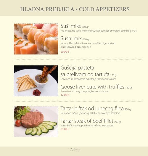 Menu - Hotel Astoria | Budva - Kotor - Podgorica - Montenegro