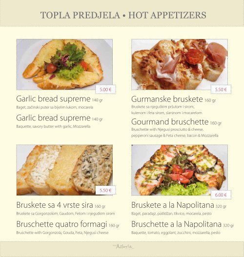 Menu - Hotel Astoria | Budva - Kotor - Podgorica - Montenegro