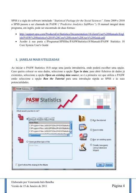 Breve Manual do SPSS / PASW 18.0 - ESAC