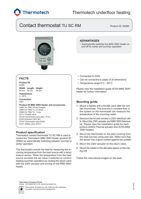 Contact thermostat TU SC RM - Thermotech Scandinavia AB