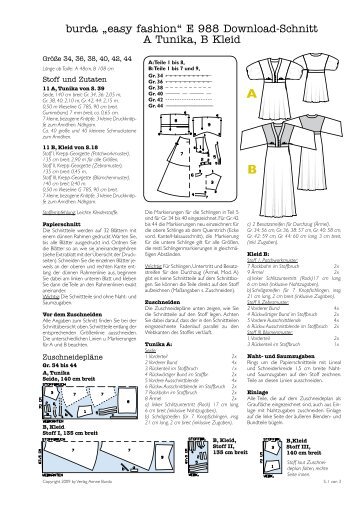 burda „easy fashion“ E 988 Download-Schnitt A Tunika, B ... - kaliwan