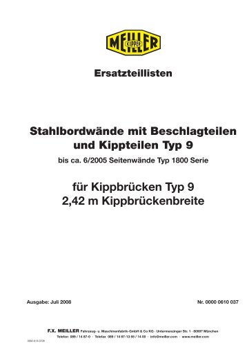 für Kippbrücken Typ 9 2,42 m Kippbrückenbreite - Meiller