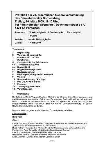 Protokoll der 28. ordentlichen Generalversammlung des ...