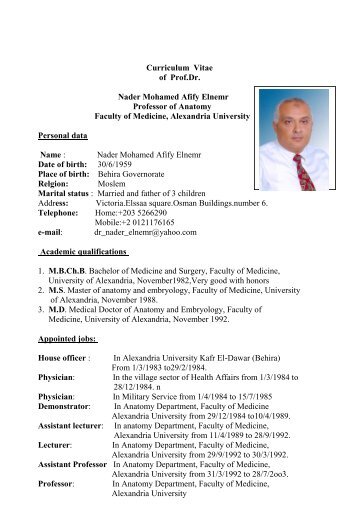 Prof. Dr. Nader Mohamed Afifi El-Nemr - Alexandria Faculty of ...