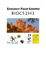 ECOLOGY FIELD COURSE - University of Toronto Scarborough