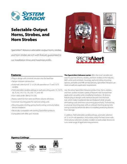 Selectable Output Horns Strobes And Horn Strobes System