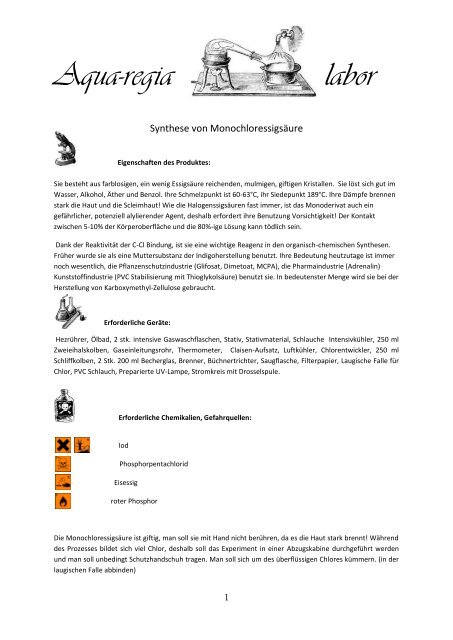 Synthese von Monochloressigsäure - LambdaSyn