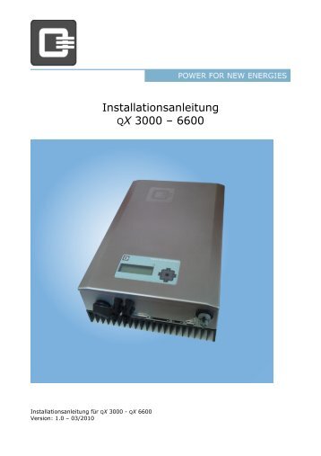 Installationsanleitung QX 3000 – 6600 - Solardirekt
