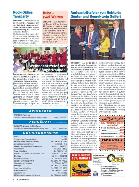 BLAUER KURIER Landkreis Fürth - im Verlag Hopfner