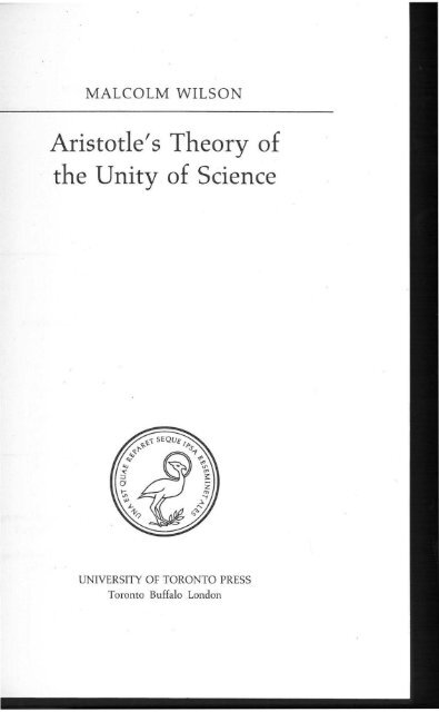 Aristotle's Theory Unity of Science