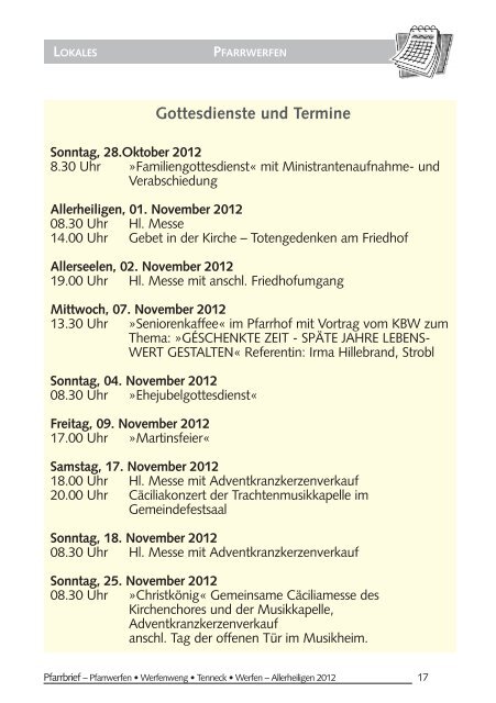 Pfarrbrief Allerheiligen 2012