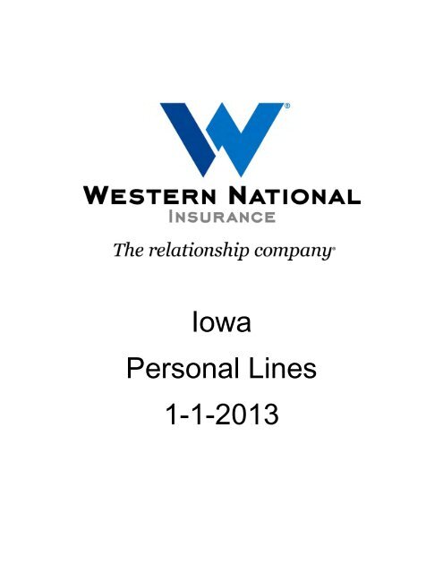 PL - IA 01/01/2013 Rates and Manuals - Western National Insurance ...