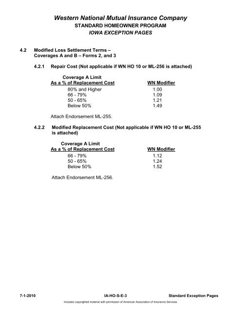 PL - IA 01/01/2013 Rates and Manuals - Western National Insurance ...