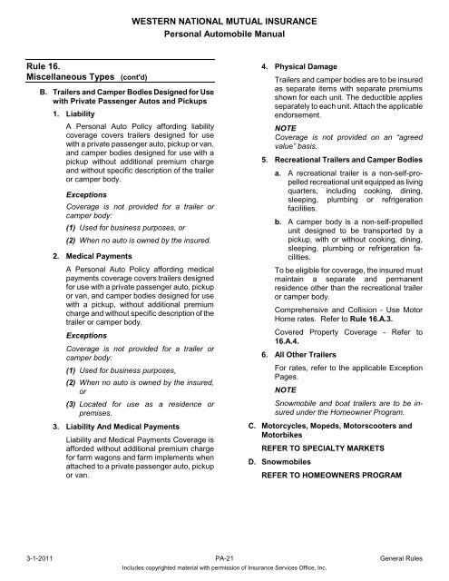 PL - IA 01/01/2013 Rates and Manuals - Western National Insurance ...