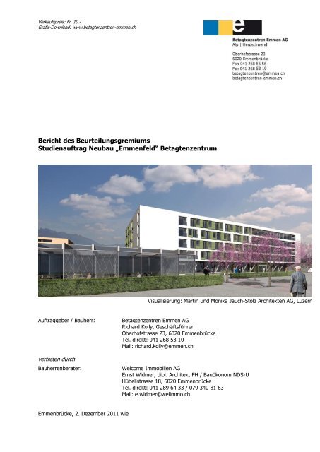 Bericht des Beurteilungsgremiums - Studienauftrag Neubau