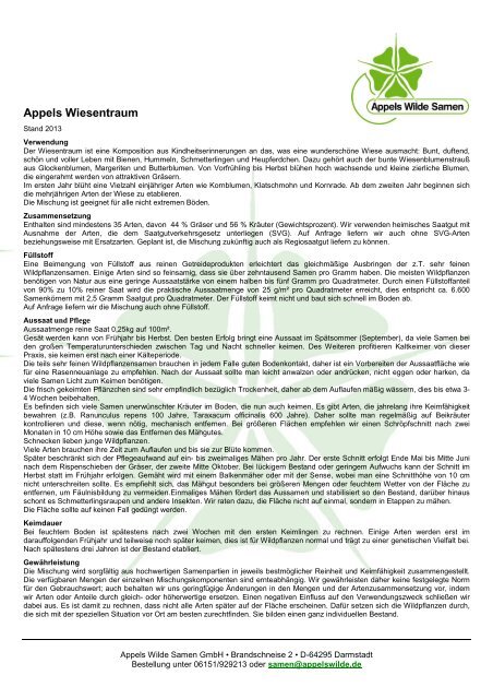 Appels Wiesentraum - Appels Wilde Samen GmbH