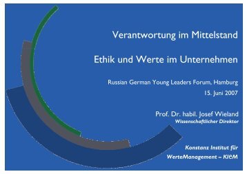 Verantwortung im Mittelstand Ethik und Werte im Unternehmen