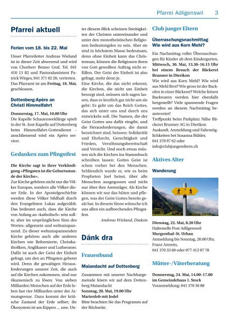 Pfarreiblatt Nr. 10/2012 - Pfarrei St. Martin Adligenswil