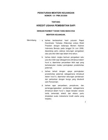 KREDIT USAHA PEMBIBITAN SAPI - Departemen Pertanian