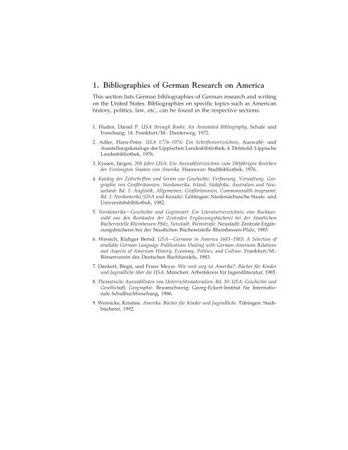 1. Bibliographies of German Research on America