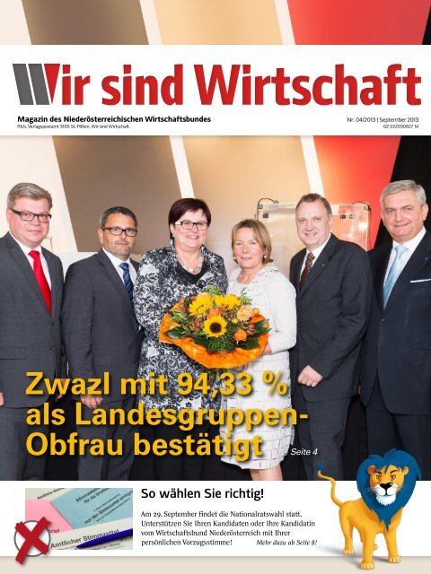 29. September 2013 Liste 2, ÖVP - Österreichische Wirtschaftsbund