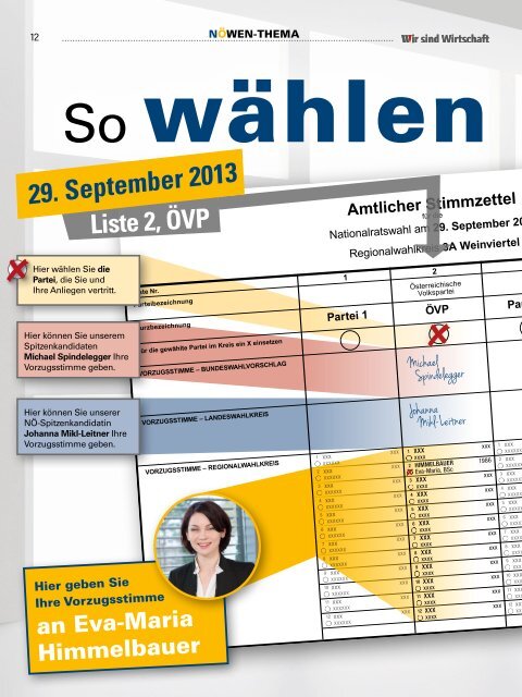29. September 2013 Liste 2, ÖVP - Österreichische Wirtschaftsbund