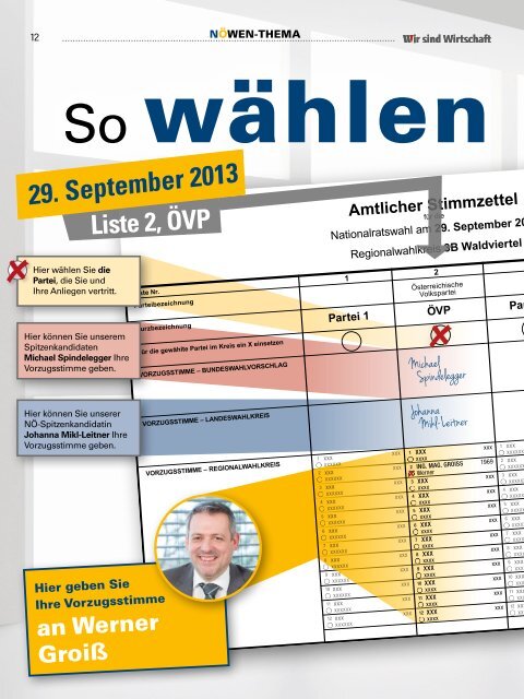 29. September 2013 Liste 2, ÖVP - Österreichische Wirtschaftsbund