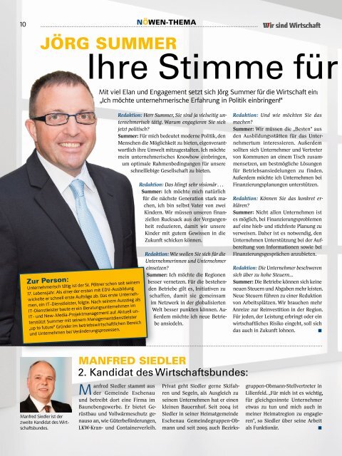 29. September 2013 Liste 2, ÖVP - Österreichische Wirtschaftsbund