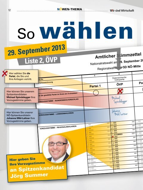 29. September 2013 Liste 2, ÖVP - Österreichische Wirtschaftsbund