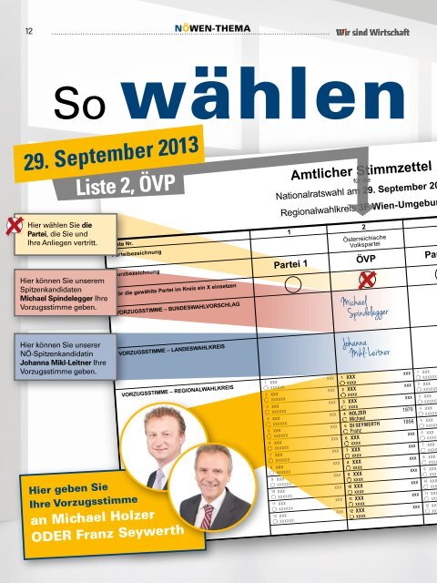 29. September 2013 Liste 2, ÖVP - Österreichische Wirtschaftsbund