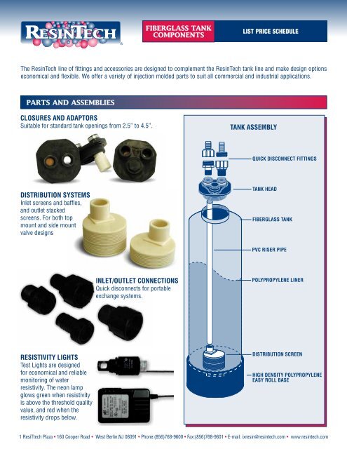 FIBERGLASS TANK CompoNENTS pARTS AND ... - Resintech