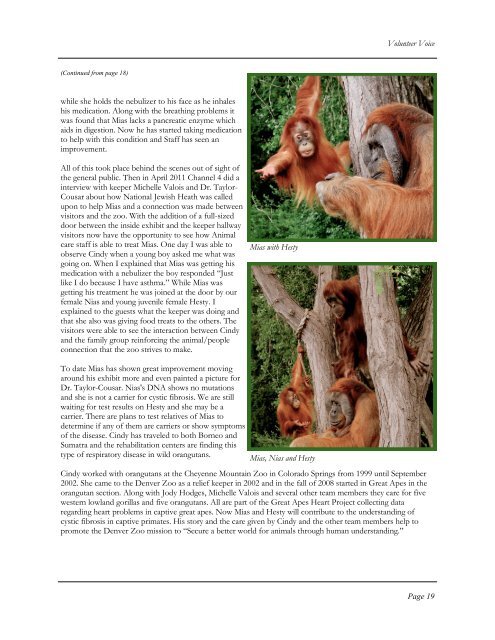 VOLUNTEER VOICE October 2013 In This Issue... - Denver Zoo