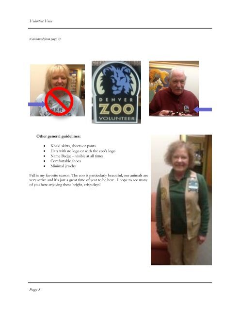 VOLUNTEER VOICE October 2013 In This Issue... - Denver Zoo